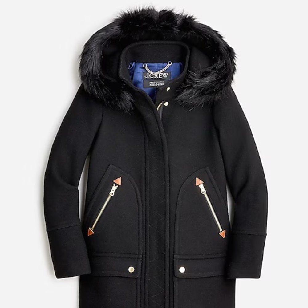 J.Crew black chateau parka in Italian stadium-cloth - NWT